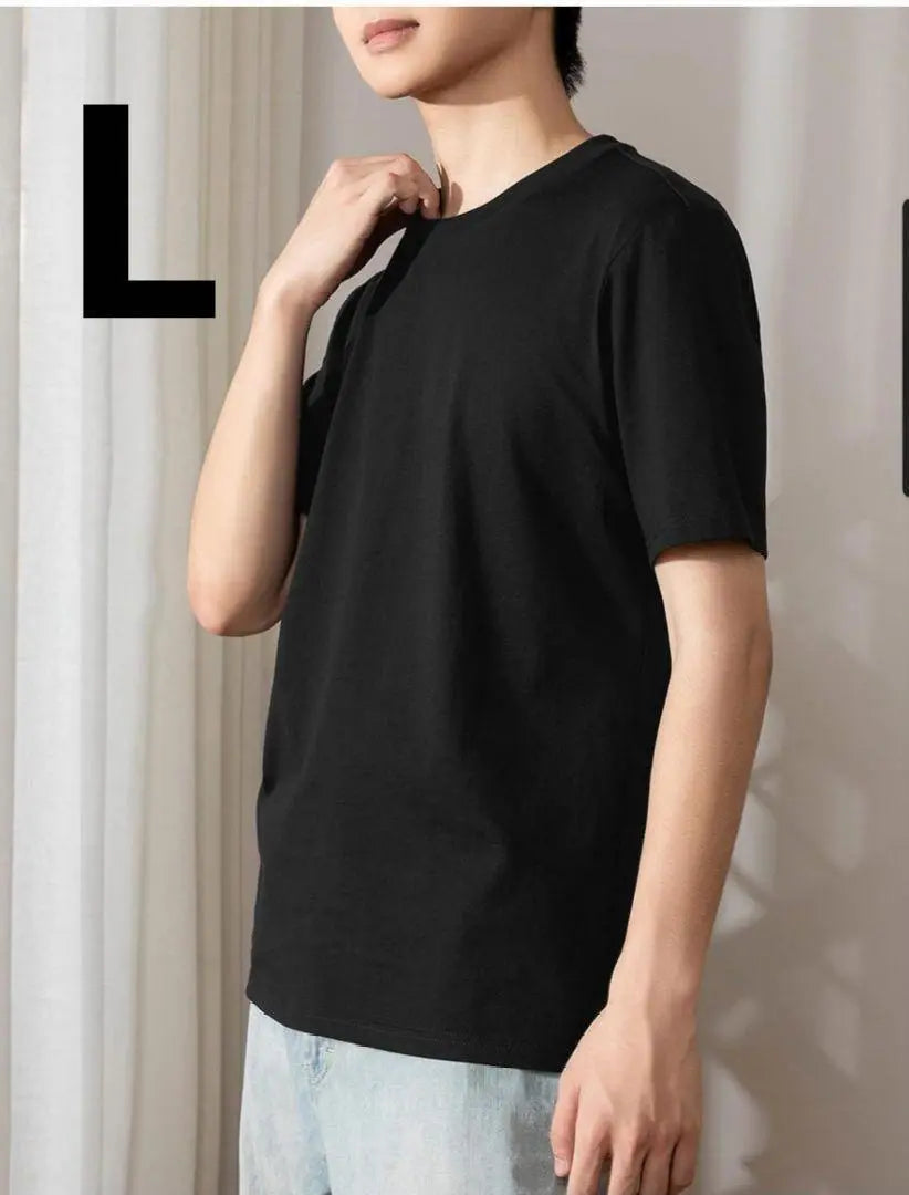 ✨New✨Amoretu Men's T-shirt Plain Short Sleeve T-shirt Black L