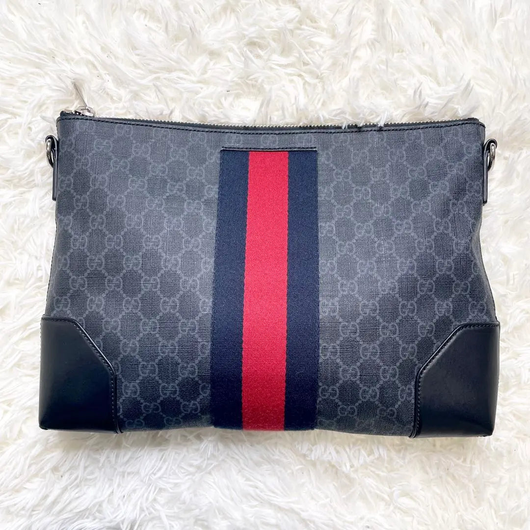 [Buen estado] Bolso de hombro GUCCI Sherry Line Cuero Negro GG