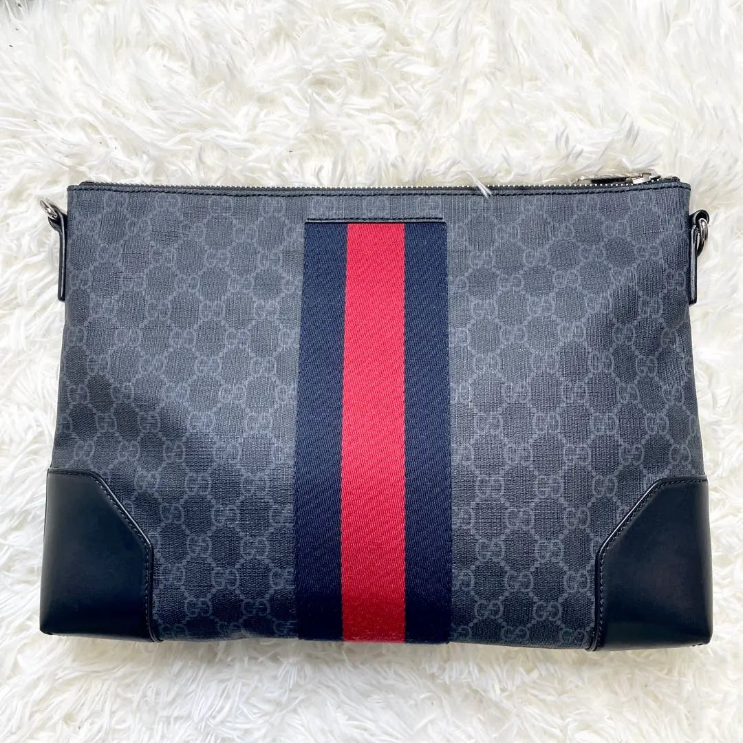 [Buen estado] Bolso de hombro GUCCI Sherry Line Cuero Negro GG