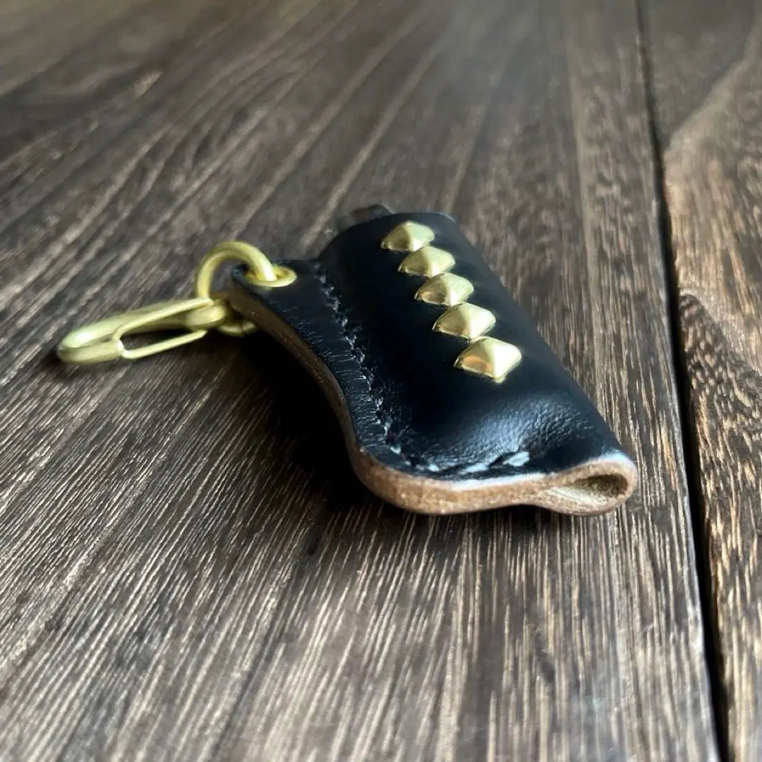 BIC lighter case, studded keychain, brass plated, HTC CALEE