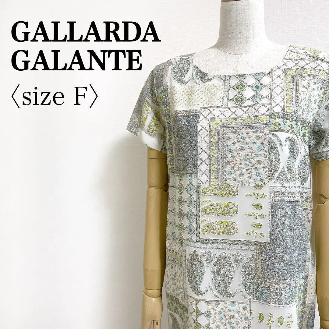 Gallarda Galante◎Linen blend botanical jacquard short sleeve dress F