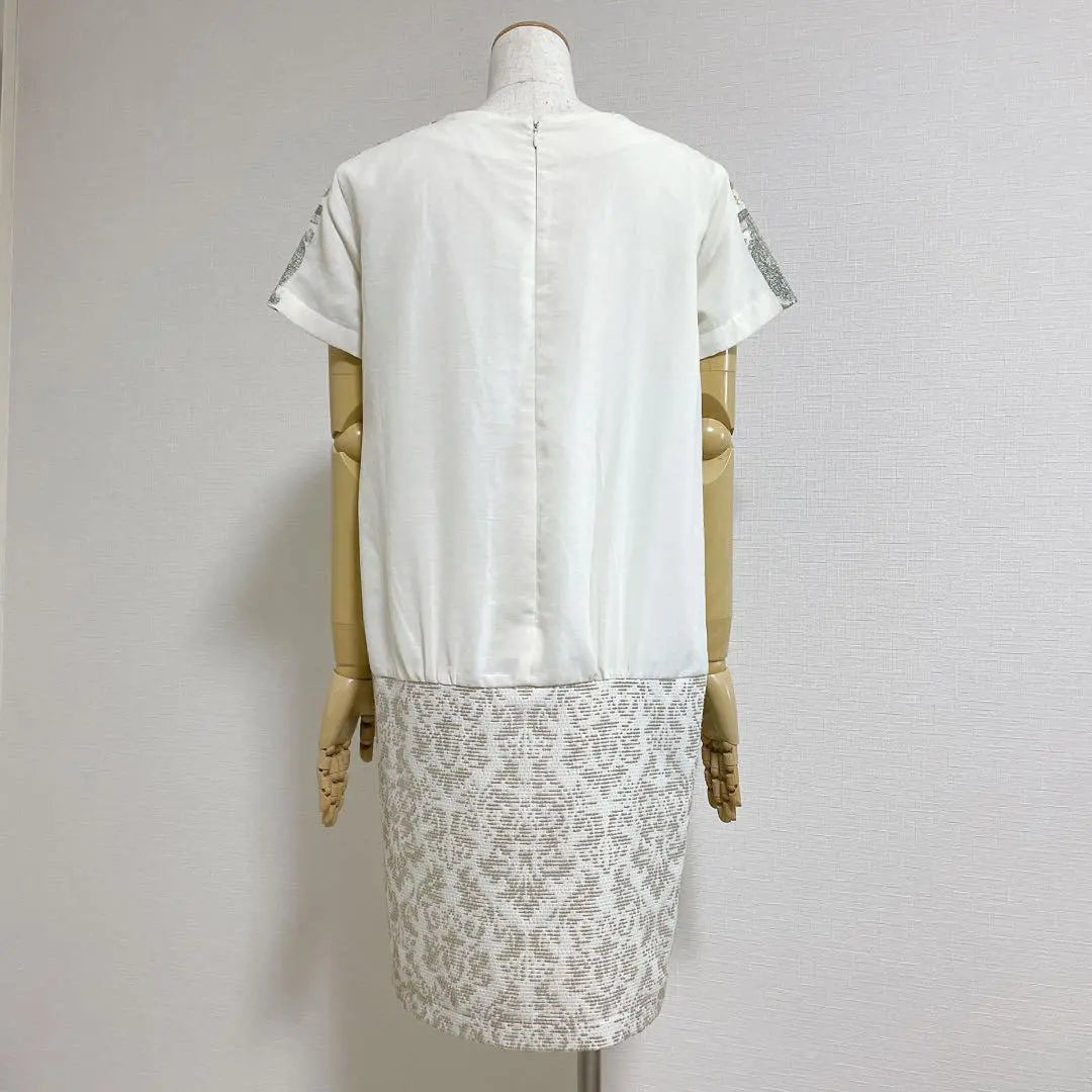 Gallarda Galante◎Linen blend botanical jacquard short sleeve dress F