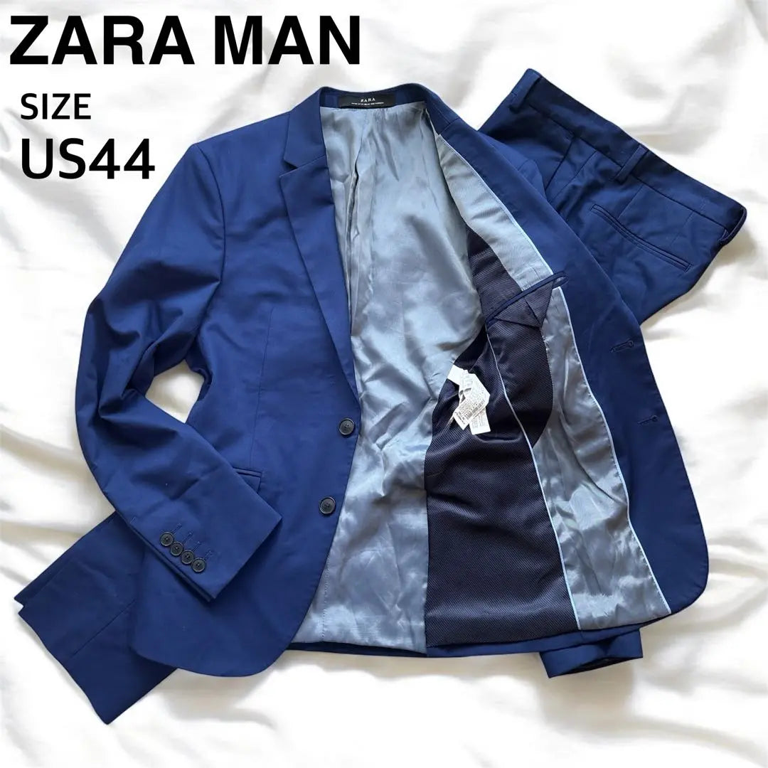 [Popular] Traje de hombre ZARA 44 con pañuelo de bolsillo azul