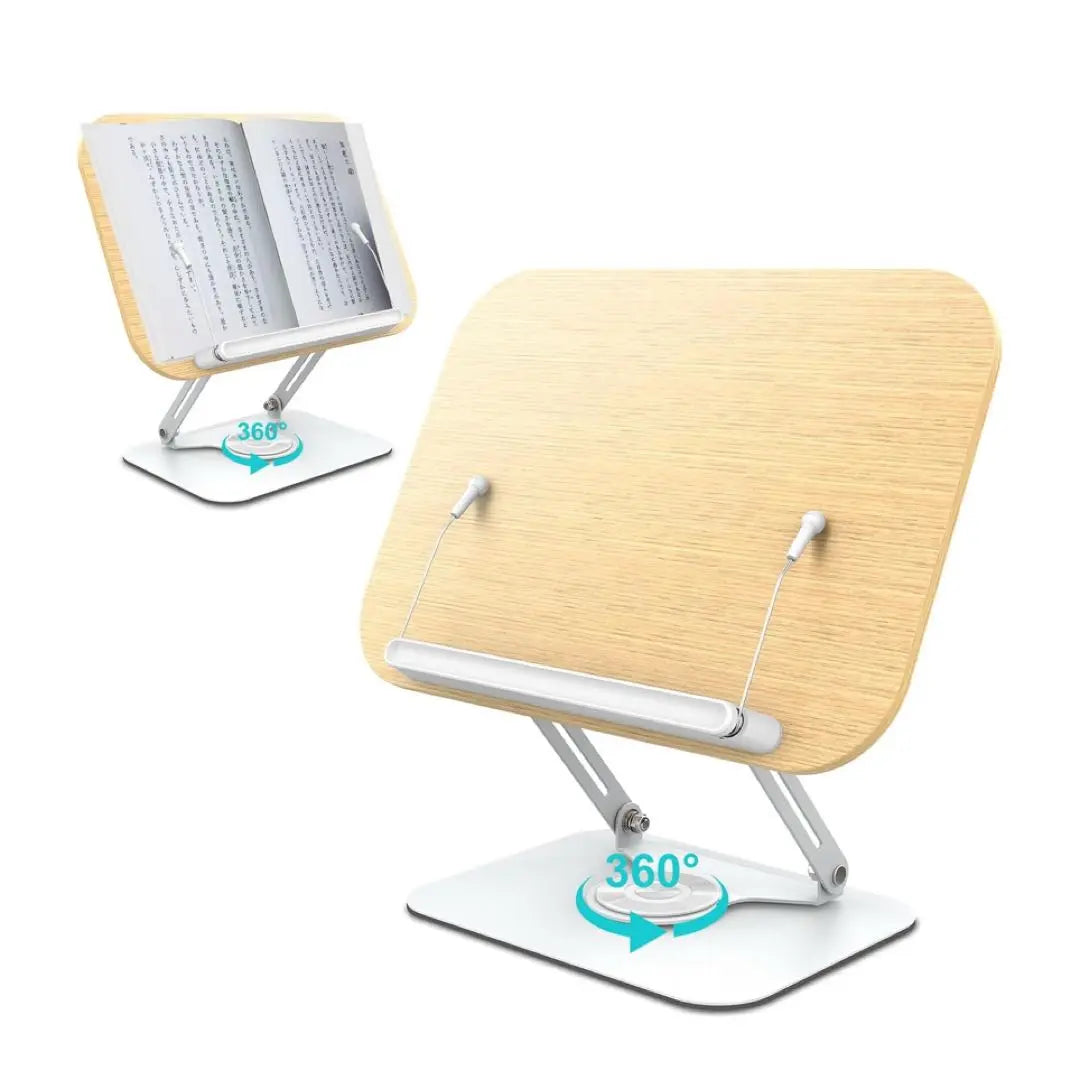 Book stand, tabletop, lecture stand, reading stand, height, angle, no stairs, 360 degree rotating type