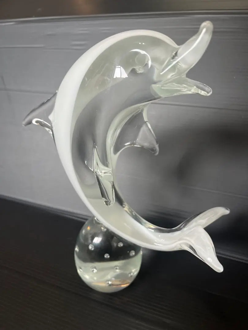 Dolphin Crystal Ornament Large Size Weight Approx. 1.3kg