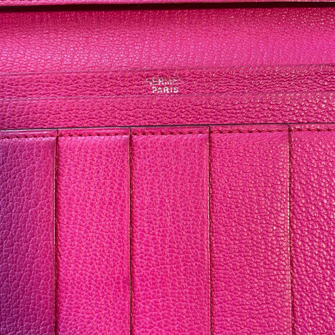 [Good condition] Hermes Bean Pink Wallet HERMES Long Wallet