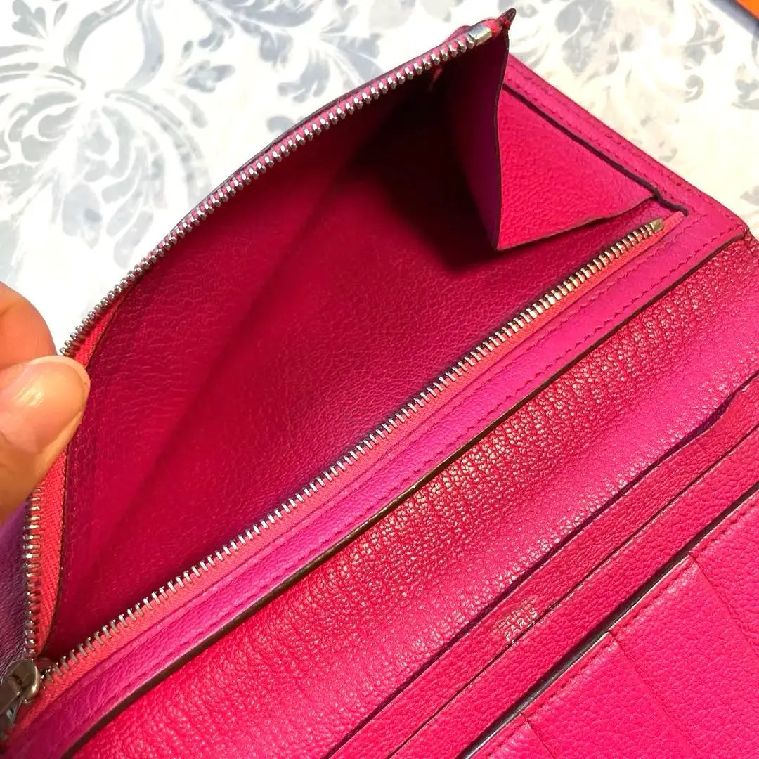 [Good condition] Hermes Bean Pink Wallet HERMES Long Wallet