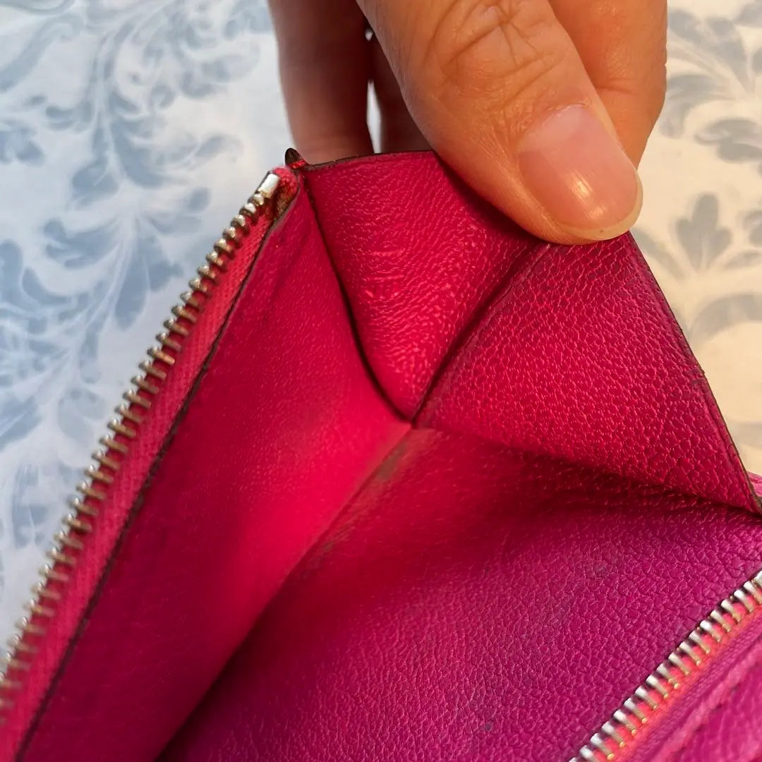 [Good condition] Hermes Bean Pink Wallet HERMES Long Wallet