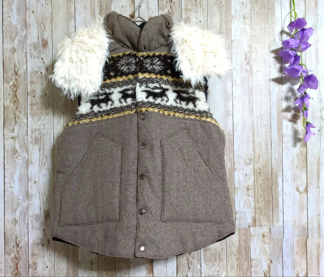 Reversible ✨ [ARROW] Wool down vest ☆ Jacquard ☆ M ☆ Nordic pattern