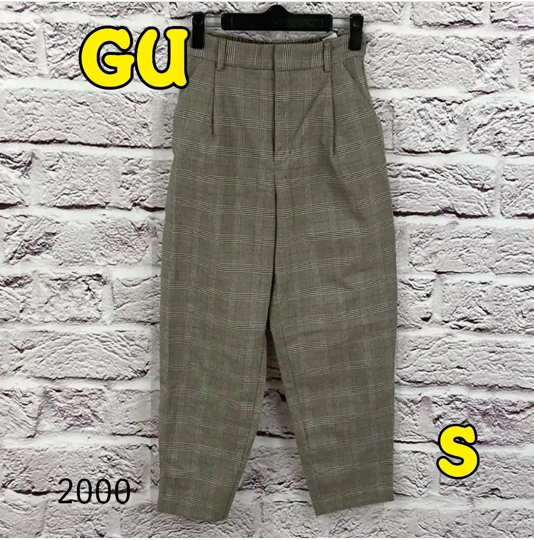 ☆7371P☆ GU casual pants, checkered pattern, thin brown