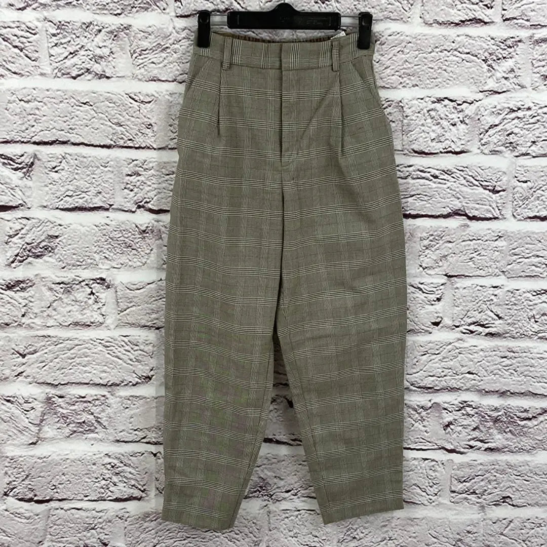 ☆7371P☆ GU casual pants, checkered pattern, thin brown