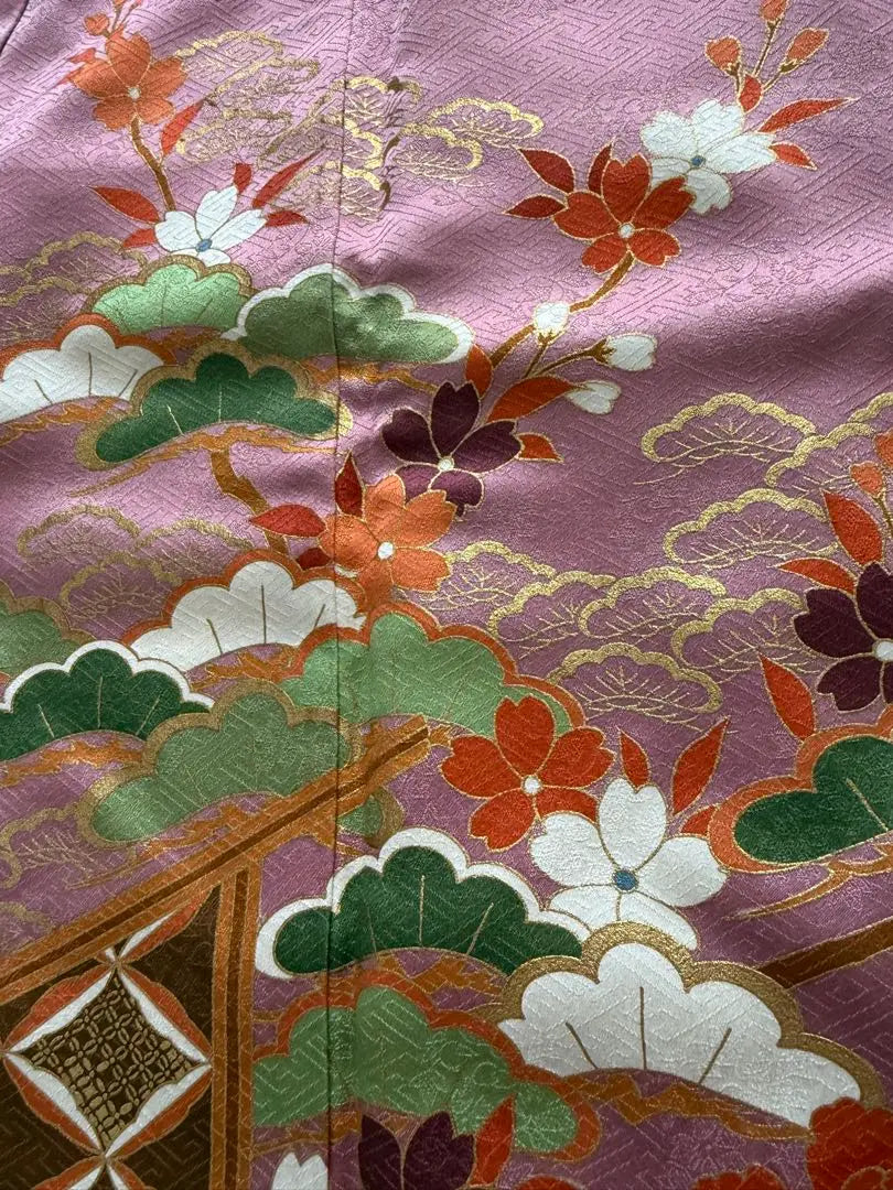 Luxurious, gorgeous, pure silk furisode set, tall size, sleeve length 70.5cm, around 168cm