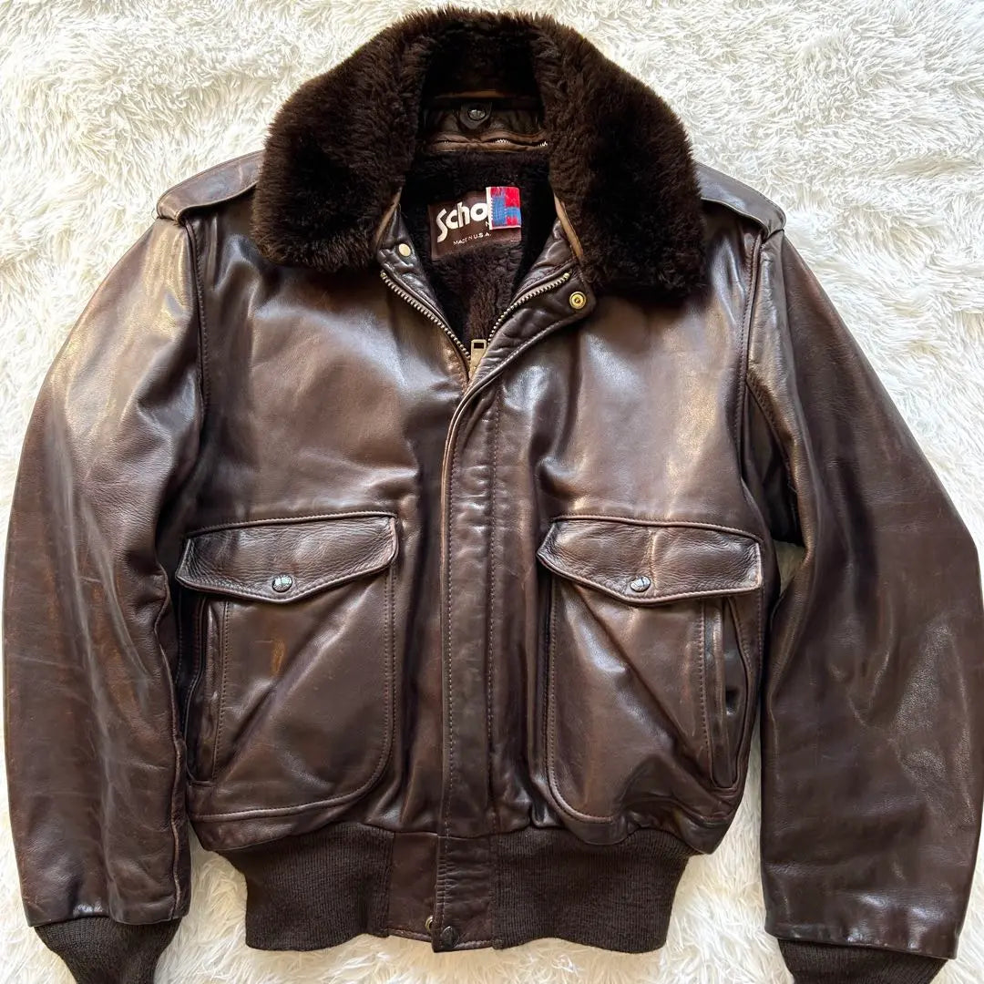 [Rare size 44] Shot leather jacket flight jacket 184SM