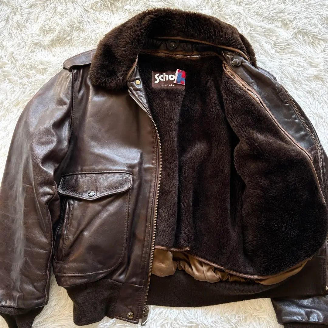 [Rare size 44] Shot leather jacket flight jacket 184SM