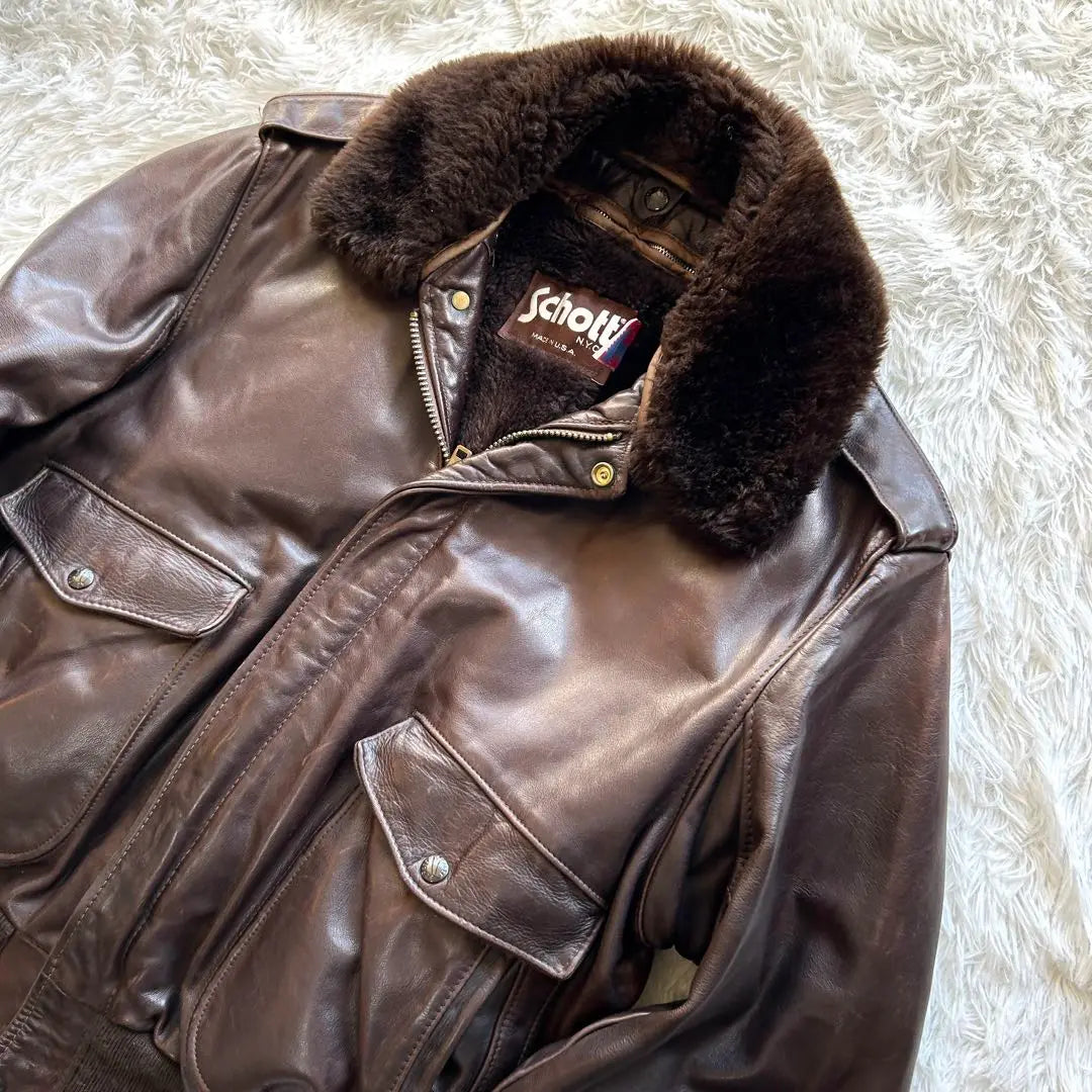 [Rare size 44] Shot leather jacket flight jacket 184SM