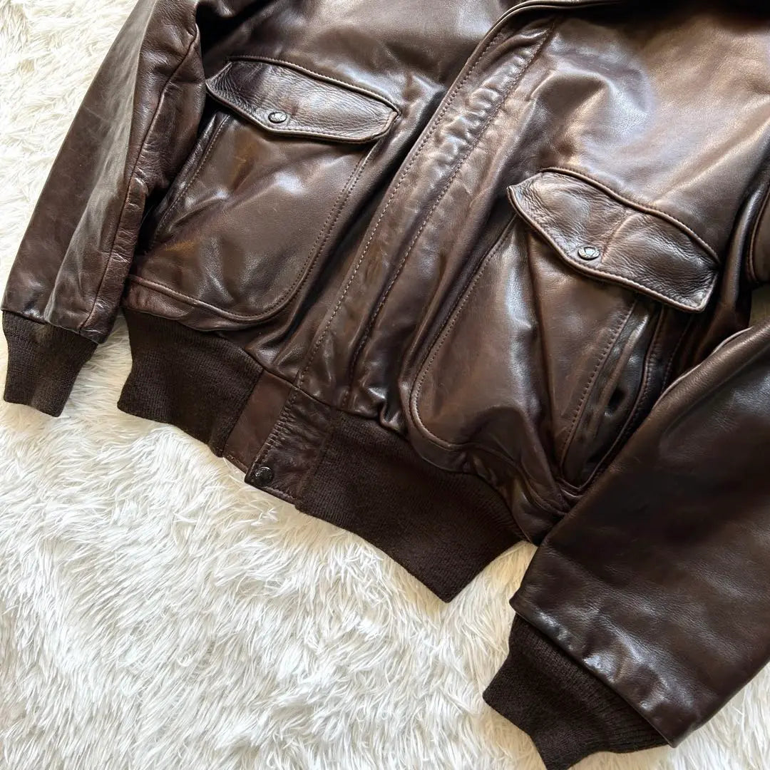 [Rare size 44] Shot leather jacket flight jacket 184SM