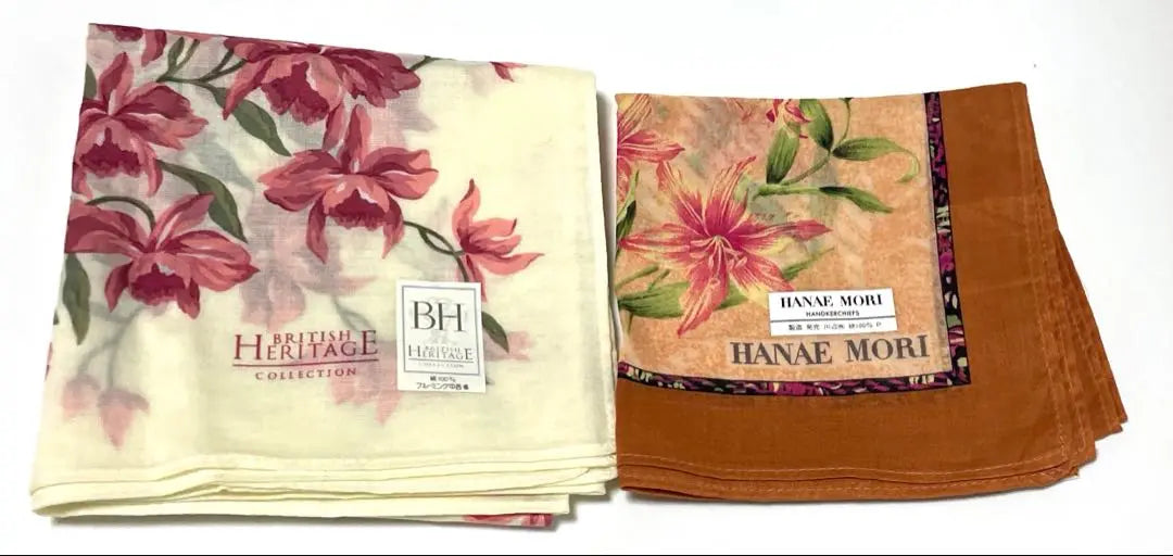 Set of 2 handkerchiefs from Hanae Mori and British Heritage