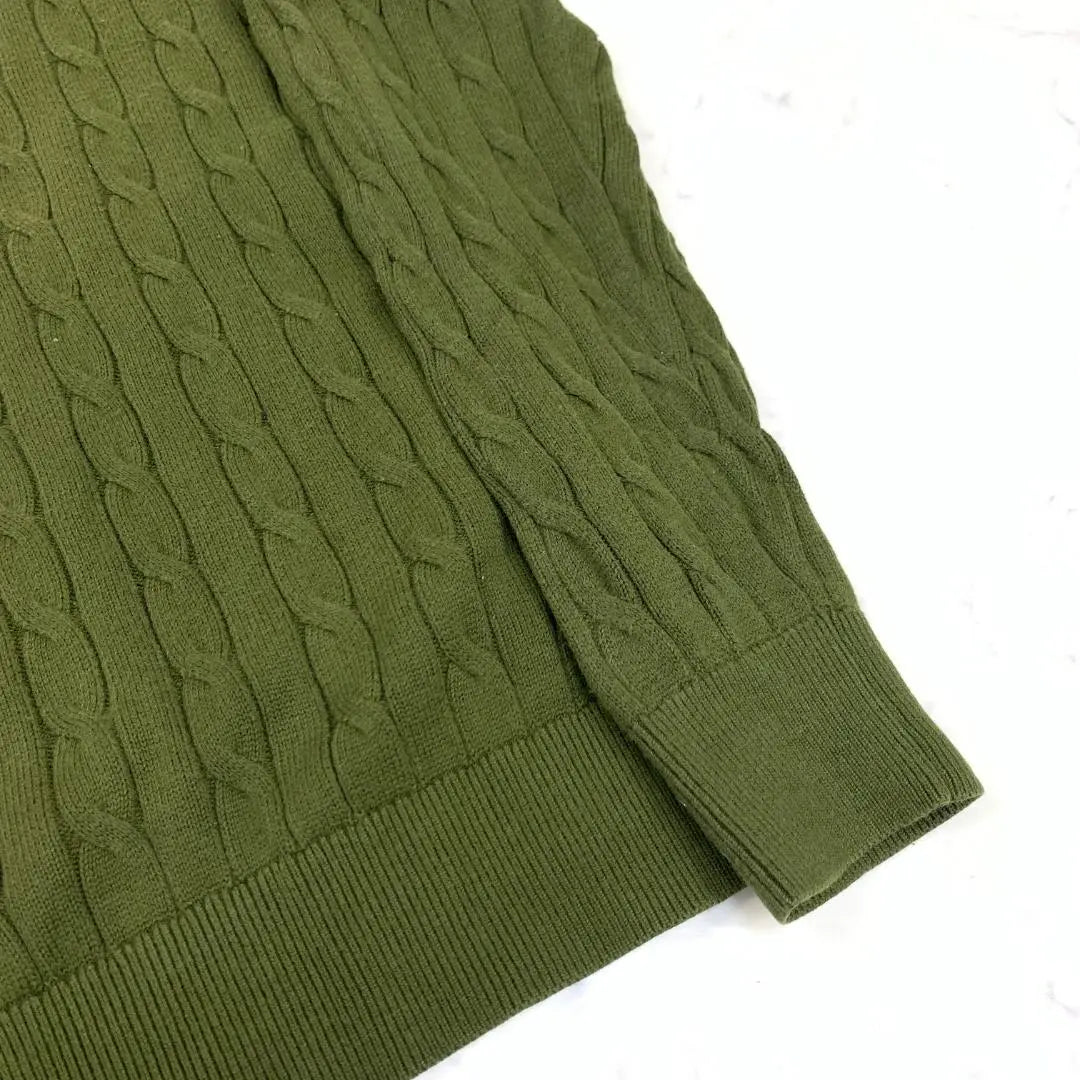 A4402 Tommy Hilfiger Long Sleeve Knit Cotton Cable Knit Moss Green S