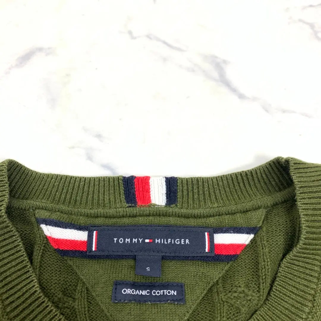 A4402 Tommy Hilfiger Long Sleeve Knit Cotton Cable Knit Moss Green S