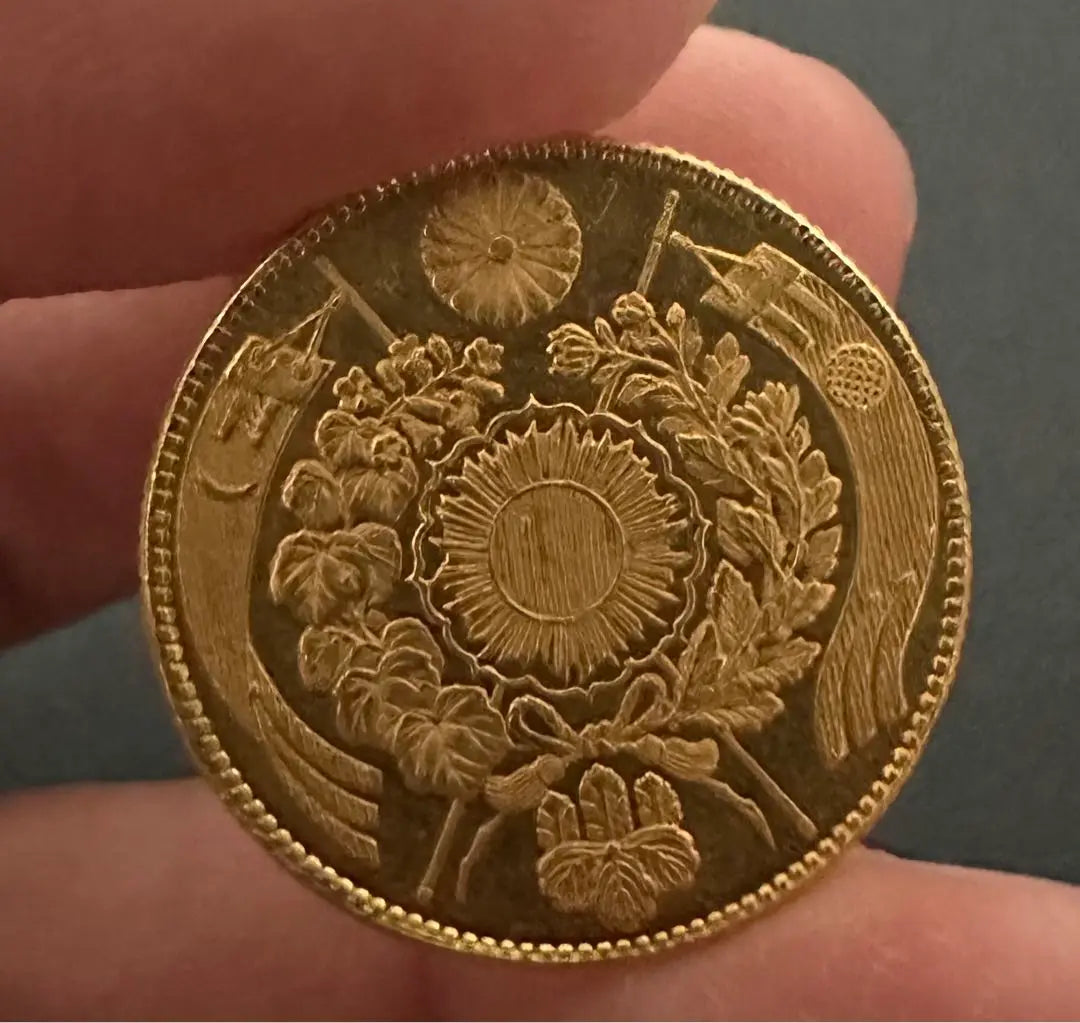 Old 5 yen gold coin, 1888, Proof Flyk 8.31g Old 5 yen gold coin, Antique