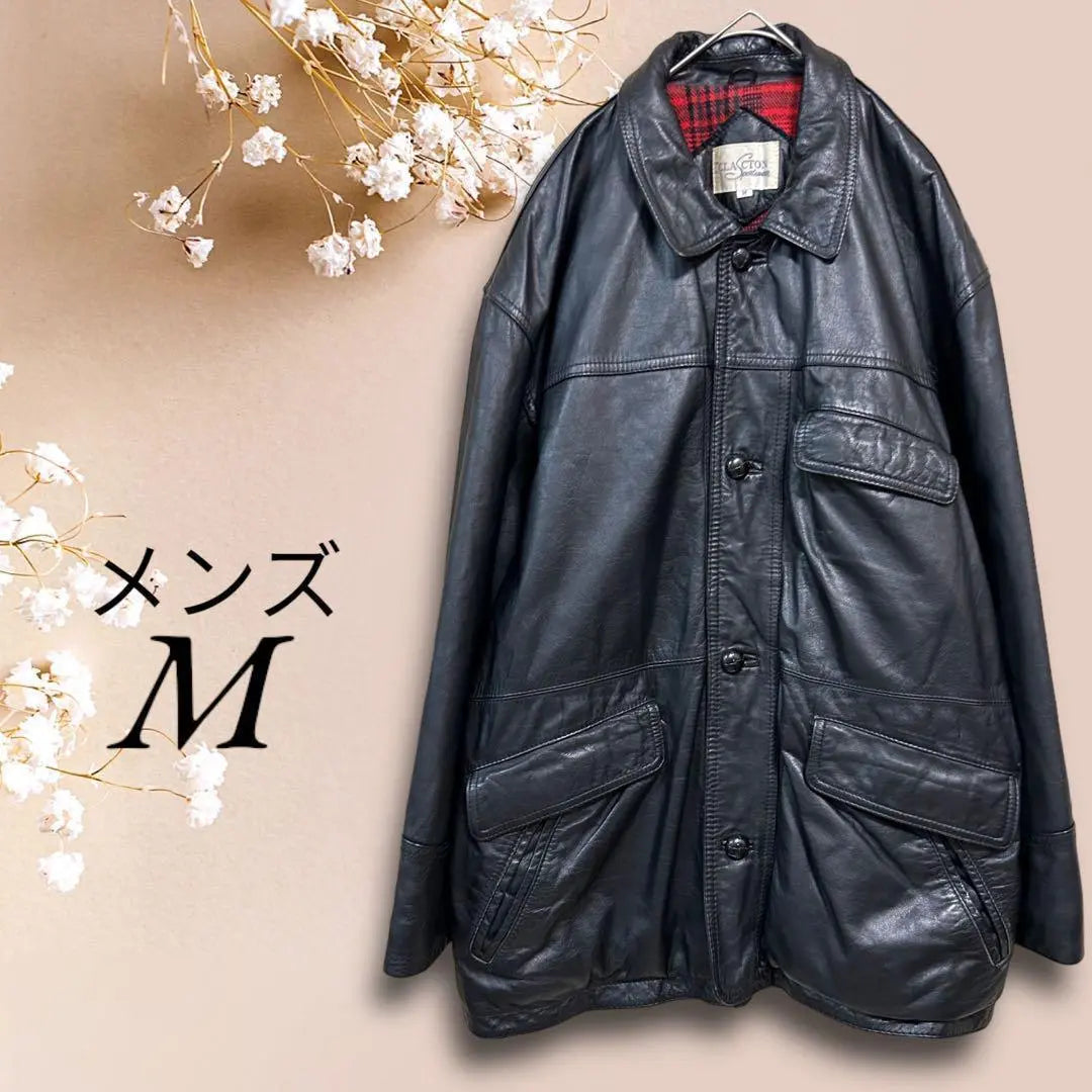 4YSC3028 [Men's Leather Half Coat] 100% Cowhide Outerwear Black M