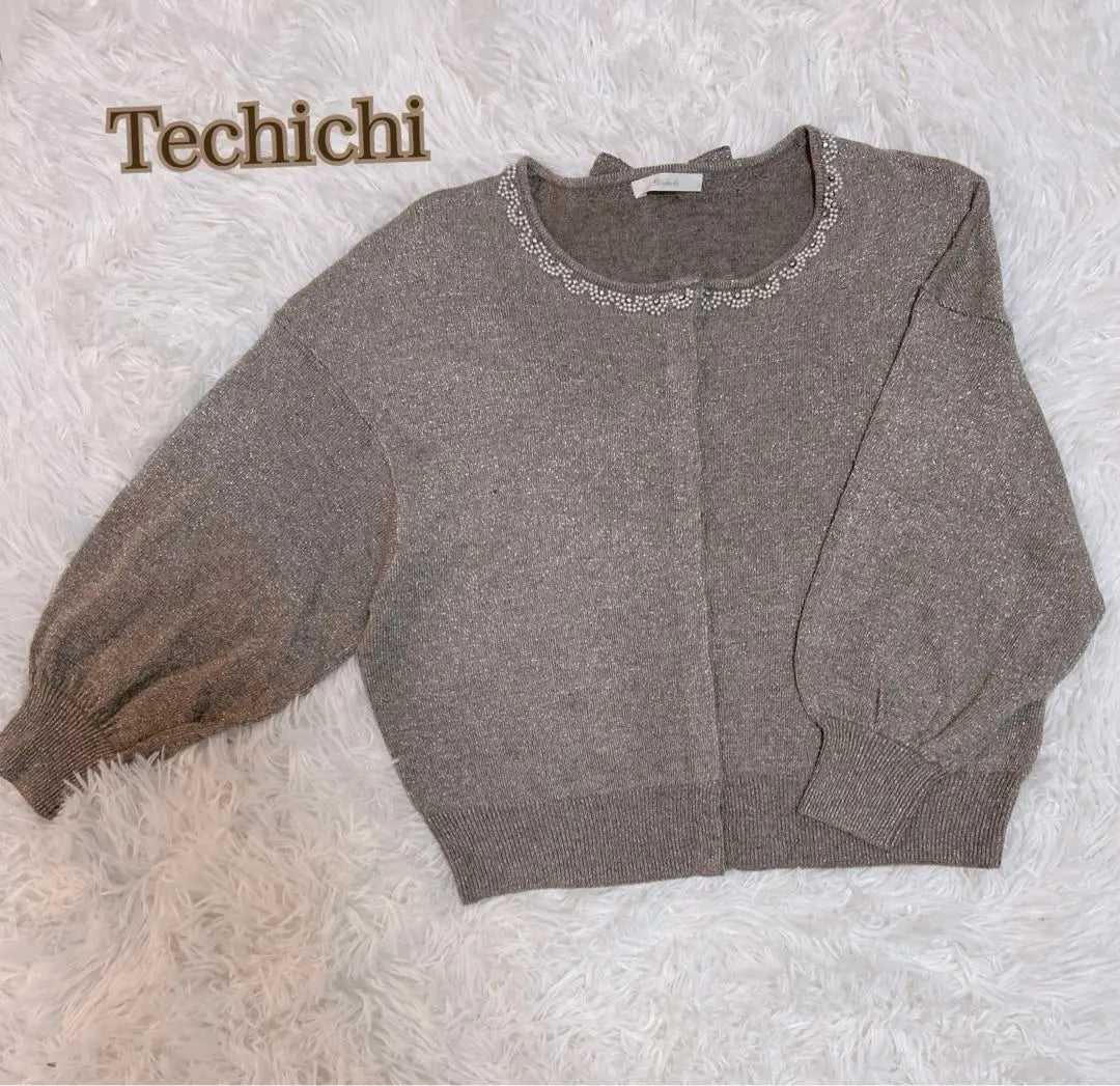 ☆ Techichi Titchi ☆ Cárdigan Bijum Primavera Dorado | ☆Techichi テチチ☆ビジューラメカーディガン 春 ゴールド