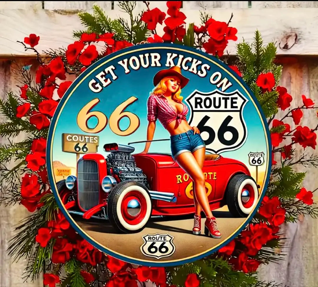 Vintage Retro Route 66 Aluminum Sign