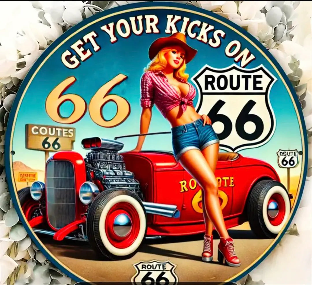 Vintage Retro Route 66 Aluminum Sign