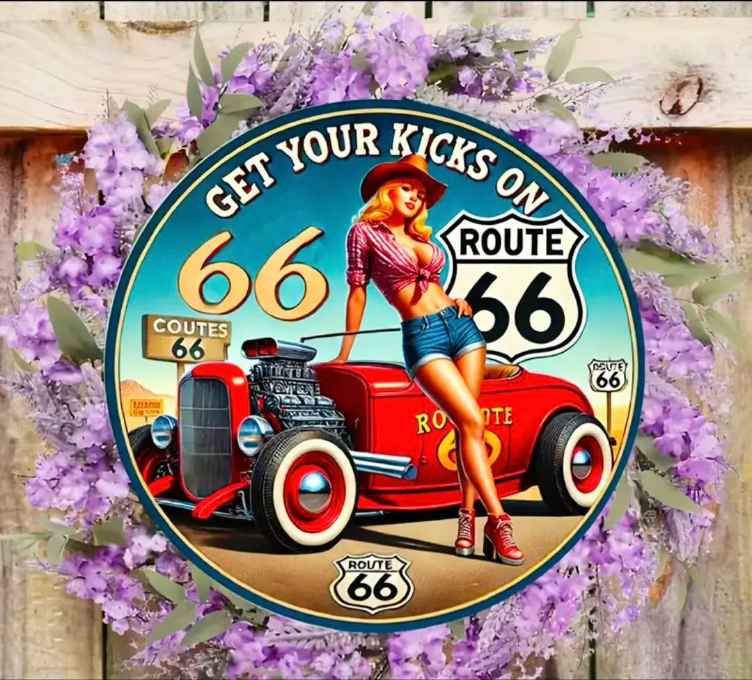 Vintage Retro Route 66 Aluminum Sign