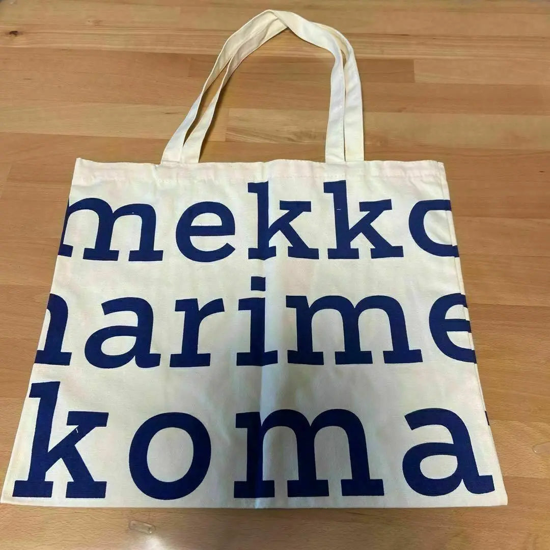 Marimekko Design Tote Bag New English Logo Navy Letters Convenient Eco Bag