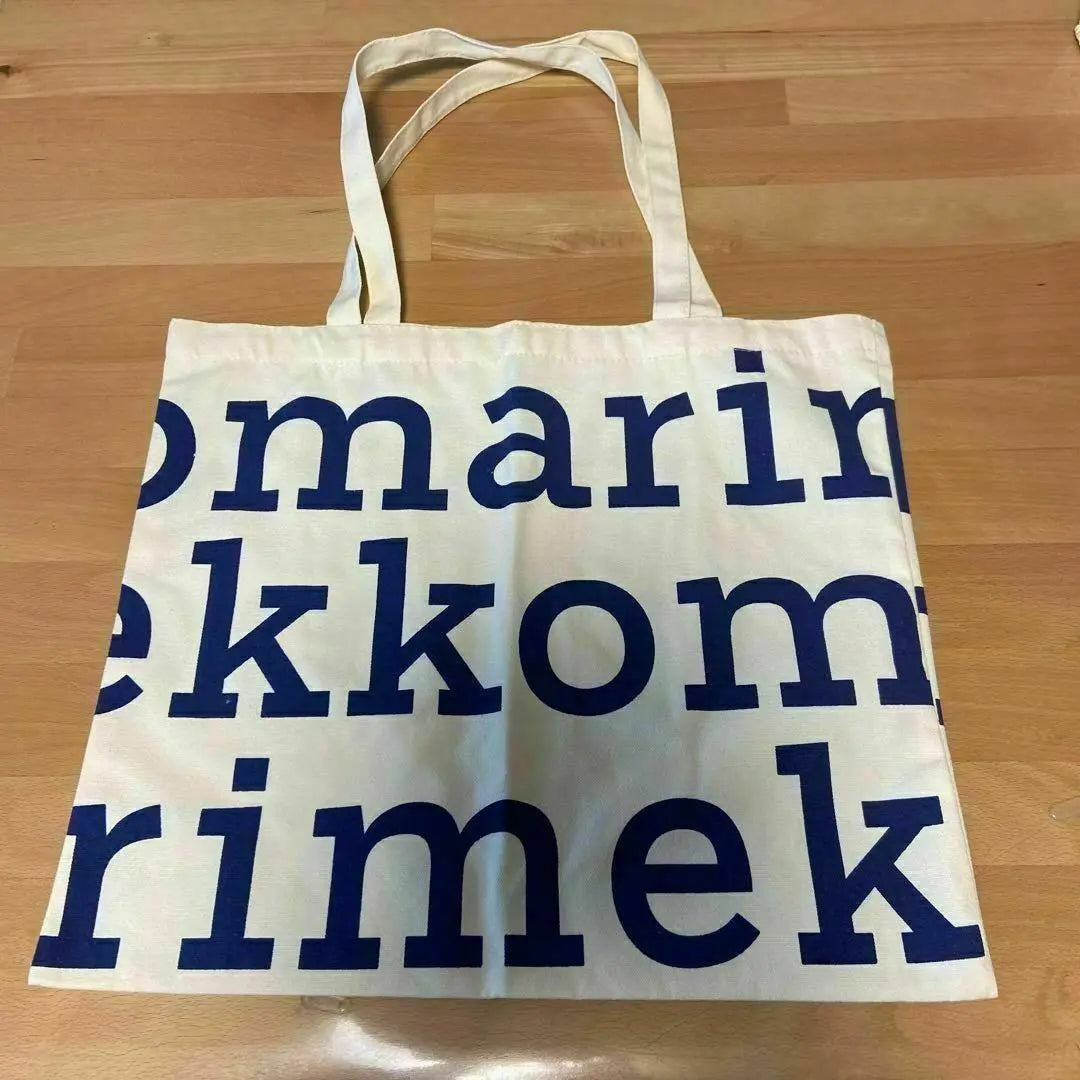 Marimekko Design Tote Bag New English Logo Navy Letters Convenient Eco Bag