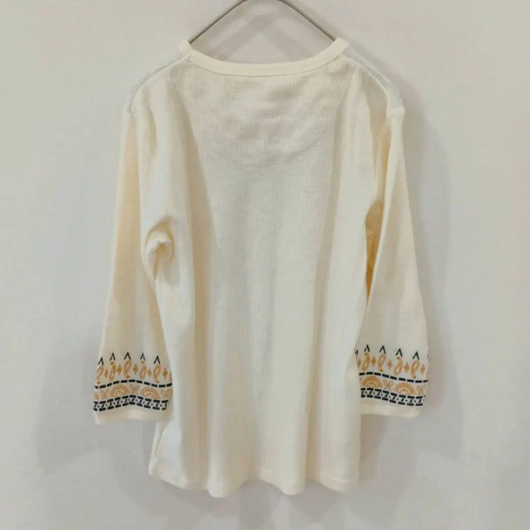 Duash (M) Long Sleeve T-shirt Long T-shirt Cream Round Neck Cotton Blend | Duash (M) 長袖 Tシャツ ロンT クリーム ラウンドネック コットン混