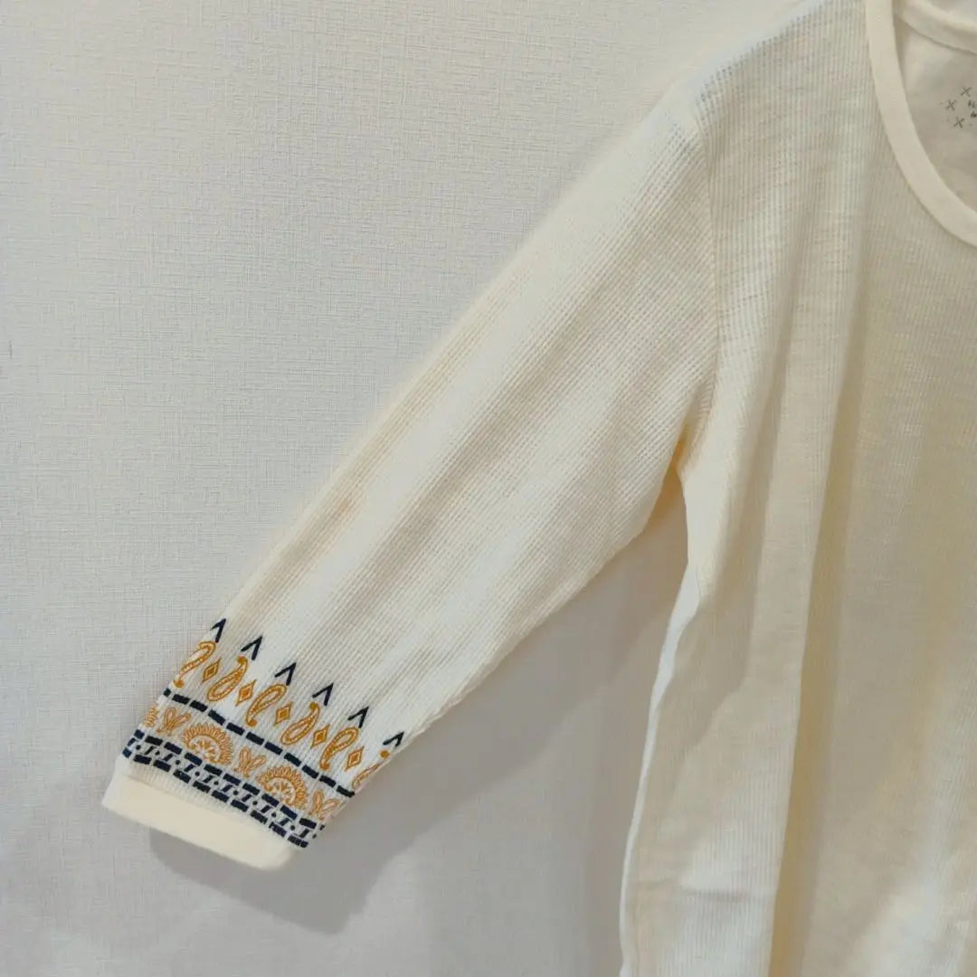 Duash (M) Long Sleeve T-shirt Long T-shirt Cream Round Neck Cotton Blend | Duash (M) 長袖 Tシャツ ロンT クリーム ラウンドネック コットン混