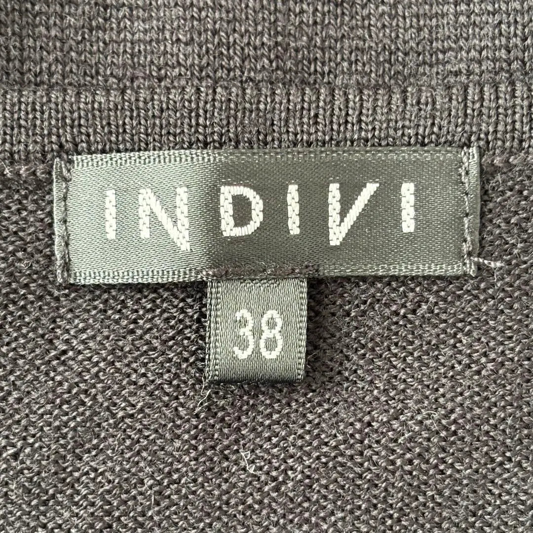 [Good condition] Indivi Long Sleeve Knit Sweater V-neck Wool Black M | 【美品】インディヴィ 長袖 ニットセーター Vネック ウール ブラック M