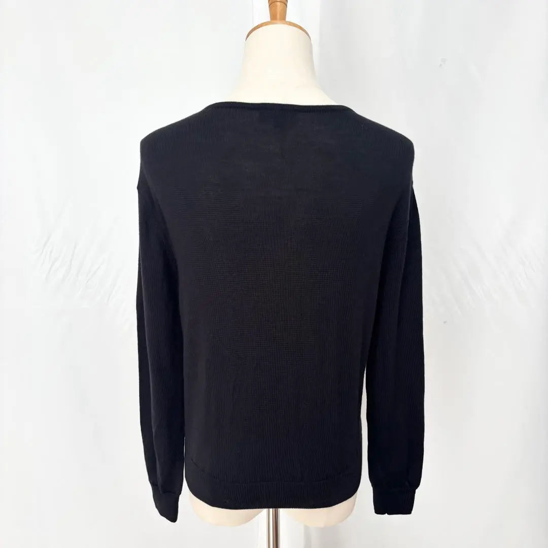 [Good condition] Indivi Long Sleeve Knit Sweater V-neck Wool Black M | 【美品】インディヴィ 長袖 ニットセーター Vネック ウール ブラック M