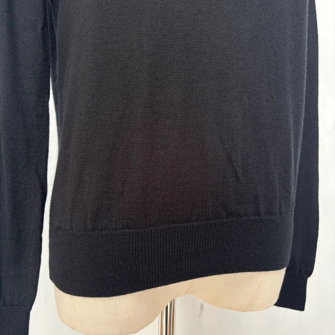 [Good condition] Indivi Long Sleeve Knit Sweater V-neck Wool Black M | 【美品】インディヴィ 長袖 ニットセーター Vネック ウール ブラック M