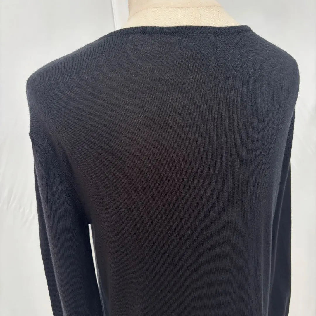 [Good condition] Indivi Long Sleeve Knit Sweater V-neck Wool Black M | 【美品】インディヴィ 長袖 ニットセーター Vネック ウール ブラック M