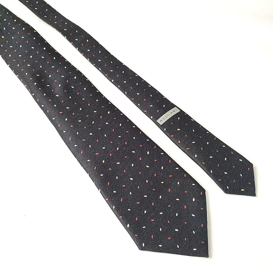 Bvlgari silk tie all-over pattern settepiege dot black a24