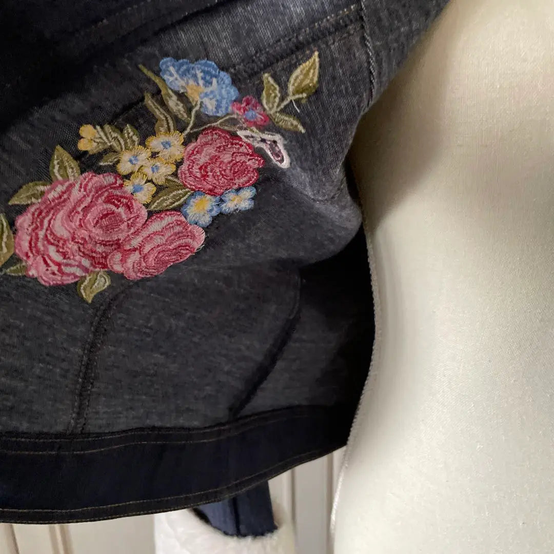 O Super Beauty Superbeauty Denim Floral Jacket Embroidery