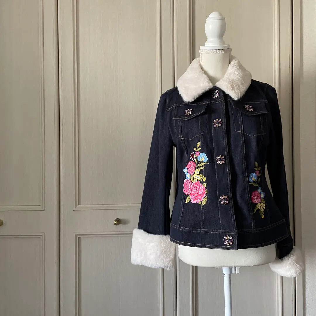 O Super Beauty Superbeauty Denim Floral Jacket Embroidery