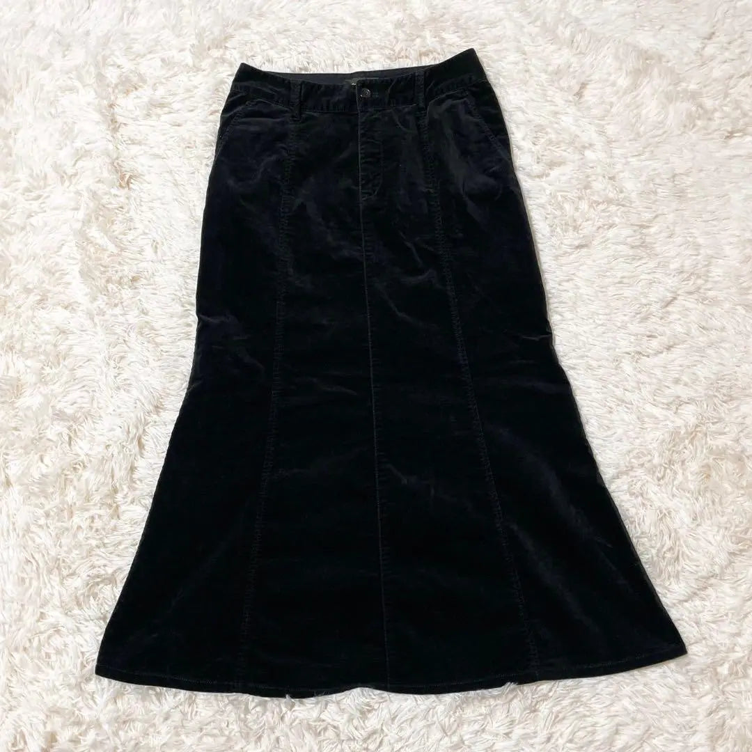 "Eddie Bauer" (P6) Mermaid skirt, long length, velour, black