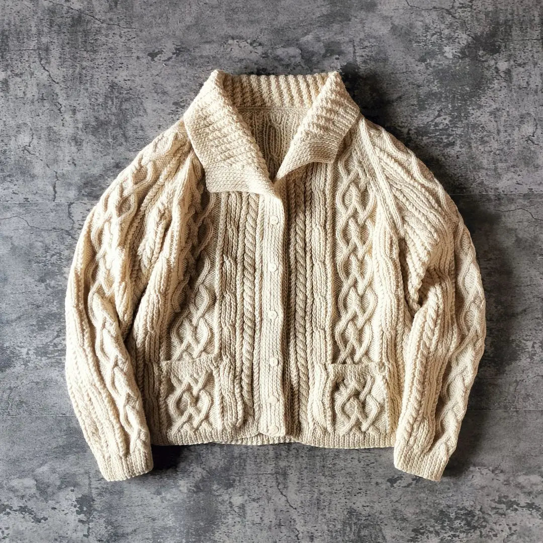 Used clothing, handmade fisherman raglan cardigan