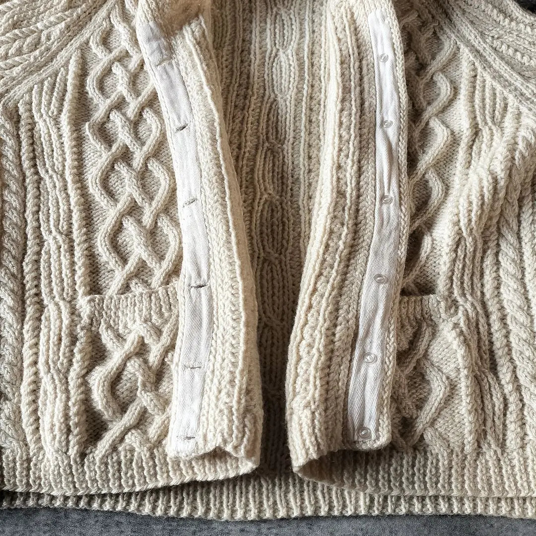 Used clothing, handmade fisherman raglan cardigan