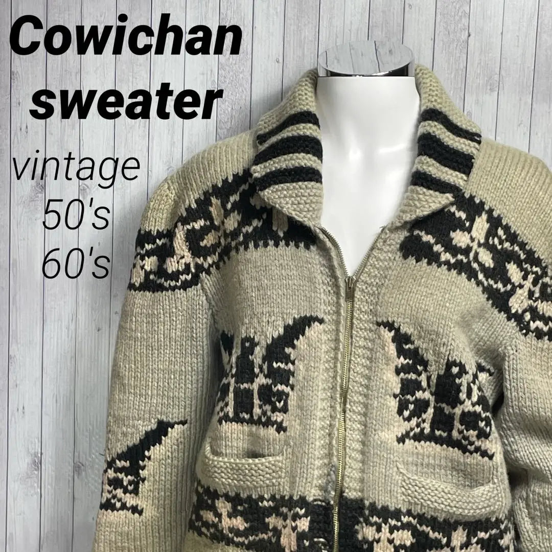 [Cowichan Sweater] 50's 60's Vintage Light Ring Zip