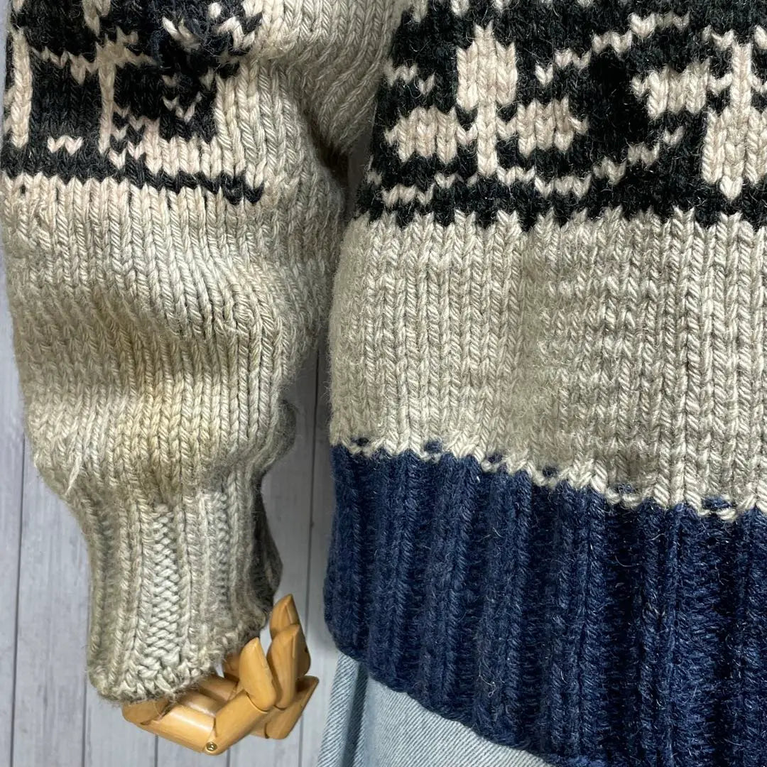 [Cowichan Sweater] 50's 60's Vintage Light Ring Zip