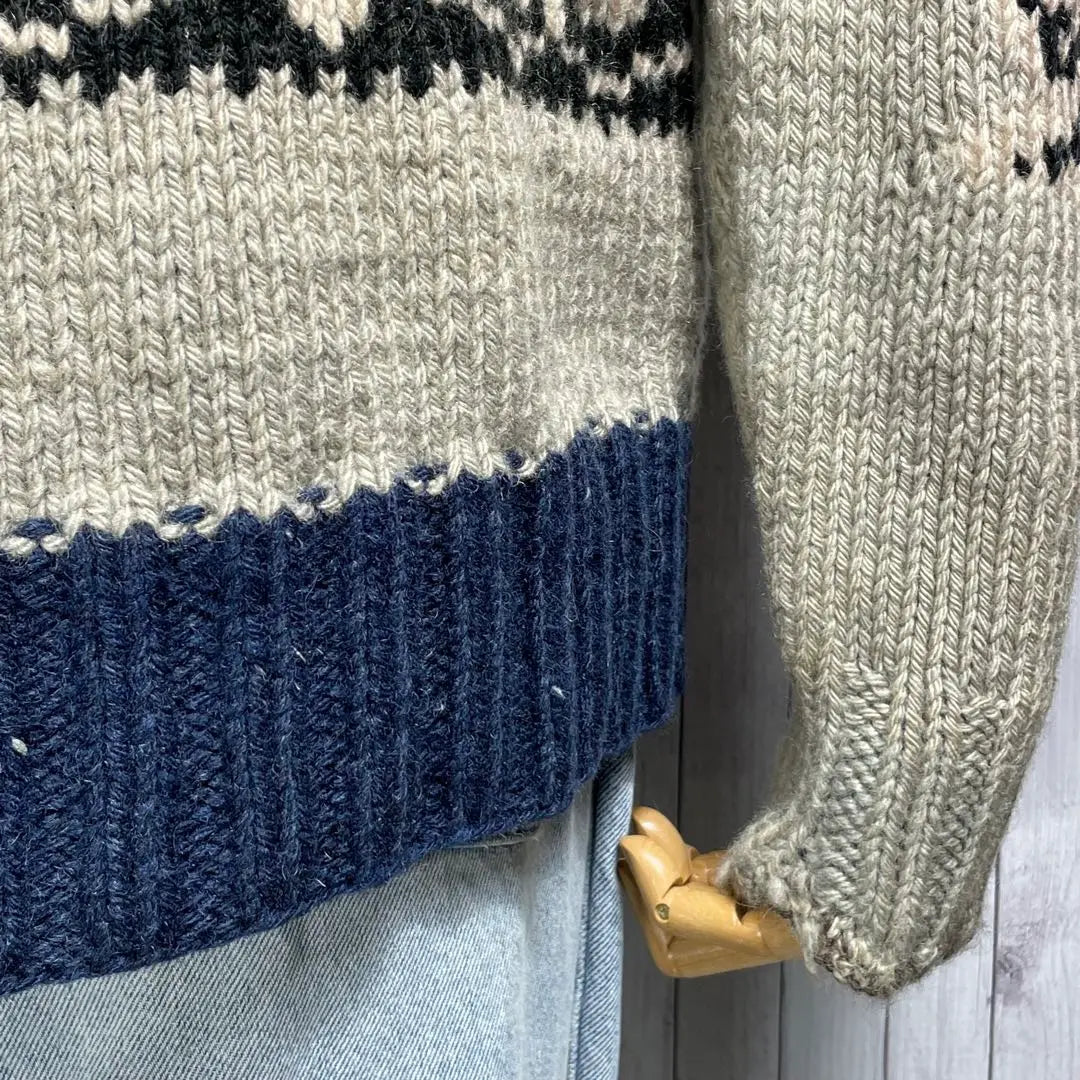 [Cowichan Sweater] 50's 60's Vintage Light Ring Zip