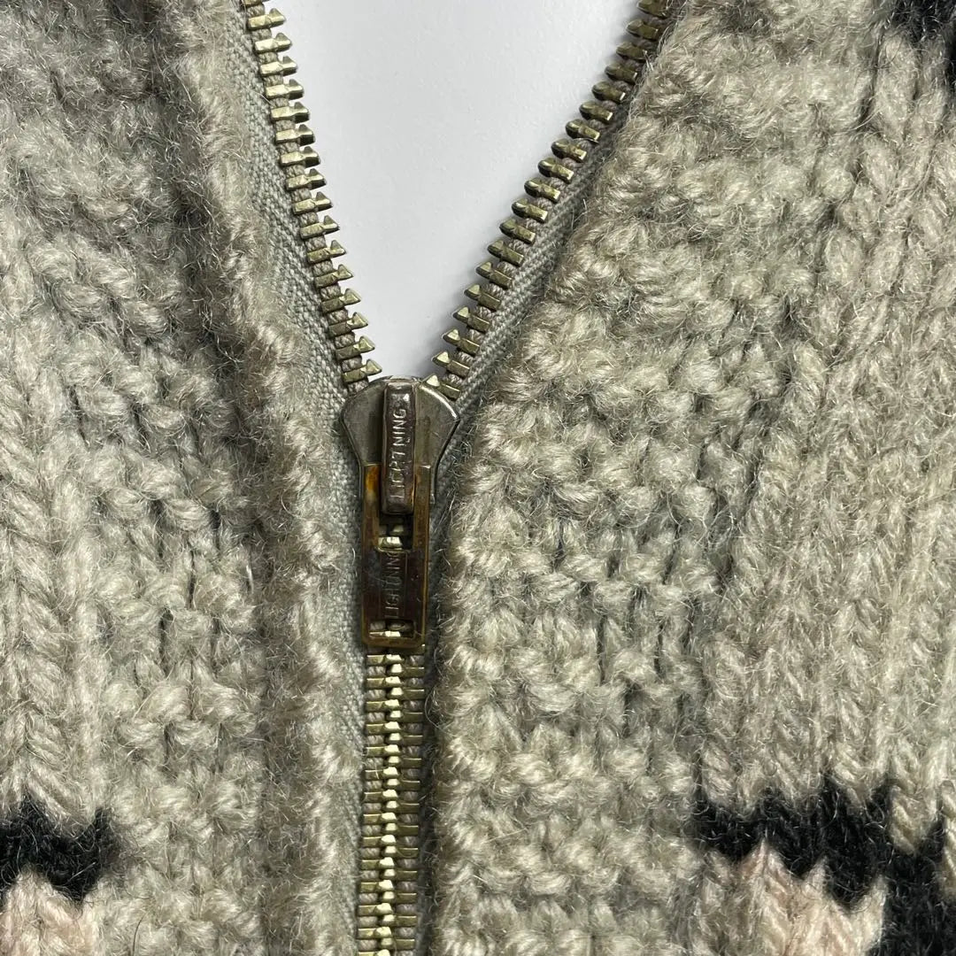 [Cowichan Sweater] 50's 60's Vintage Light Ring Zip