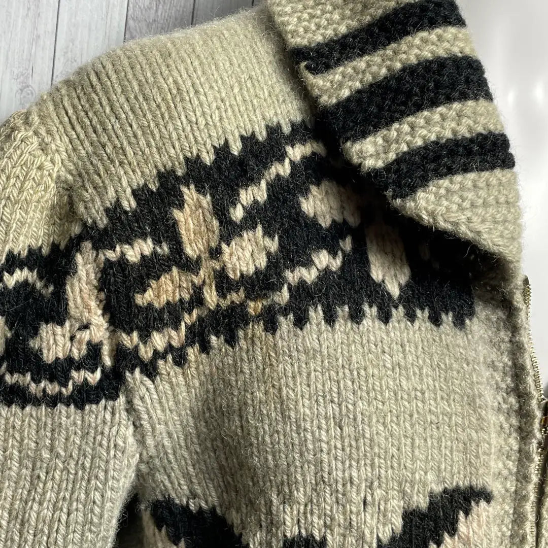 [Cowichan Sweater] 50's 60's Vintage Light Ring Zip