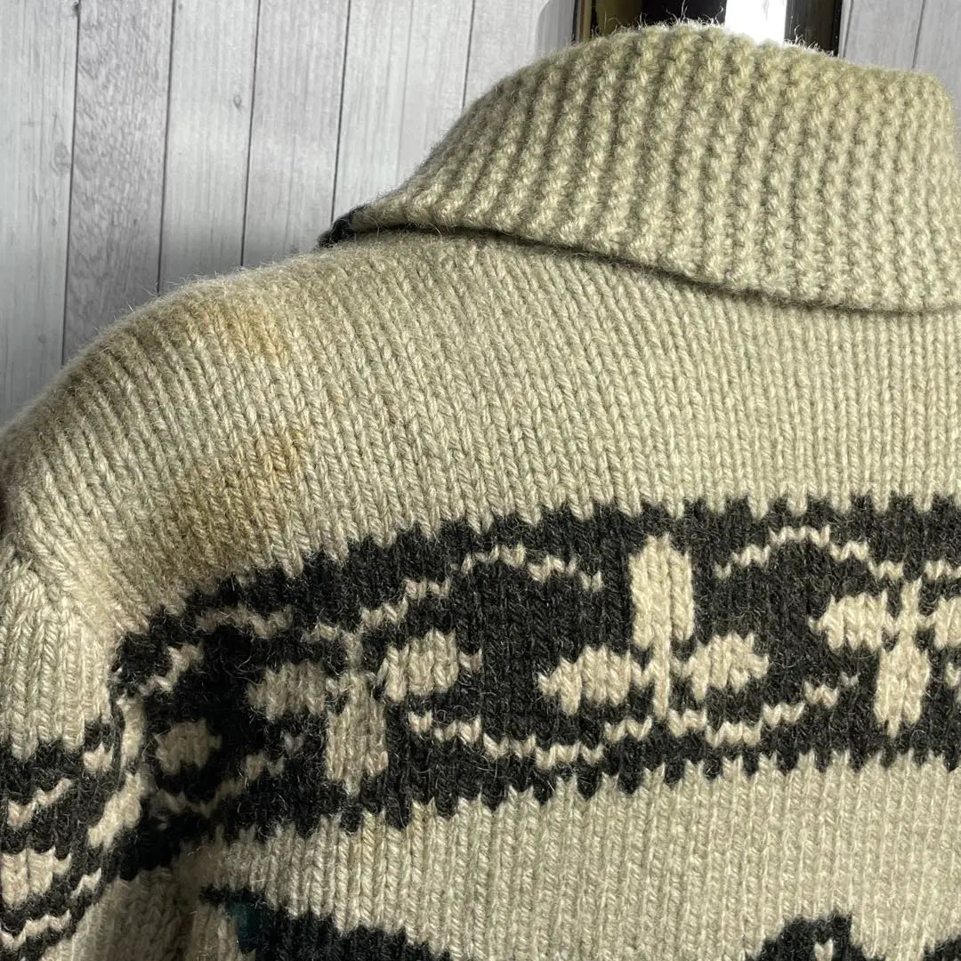 [Cowichan Sweater] 50's 60's Vintage Light Ring Zip