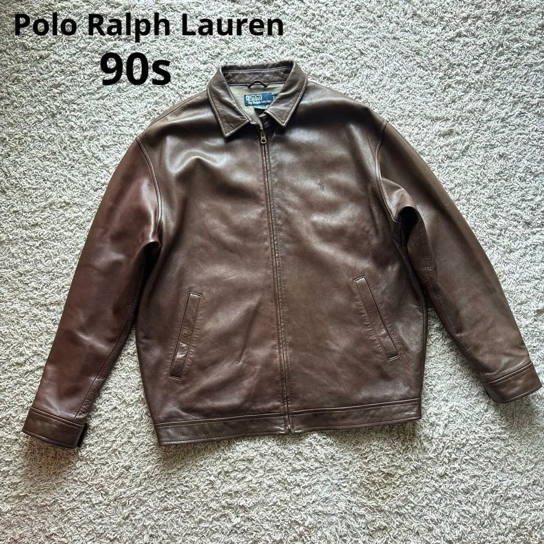 [Rare] Poloral Floren Lamb Lamber Jacket Brown 90S Old clothes L | 【希少】ポロラルフローレン ラムレザージャケット ブラウン 90s 古着 L